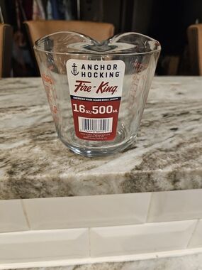 Anchor Hocking Clear Glass Measuring Cup with Red Label